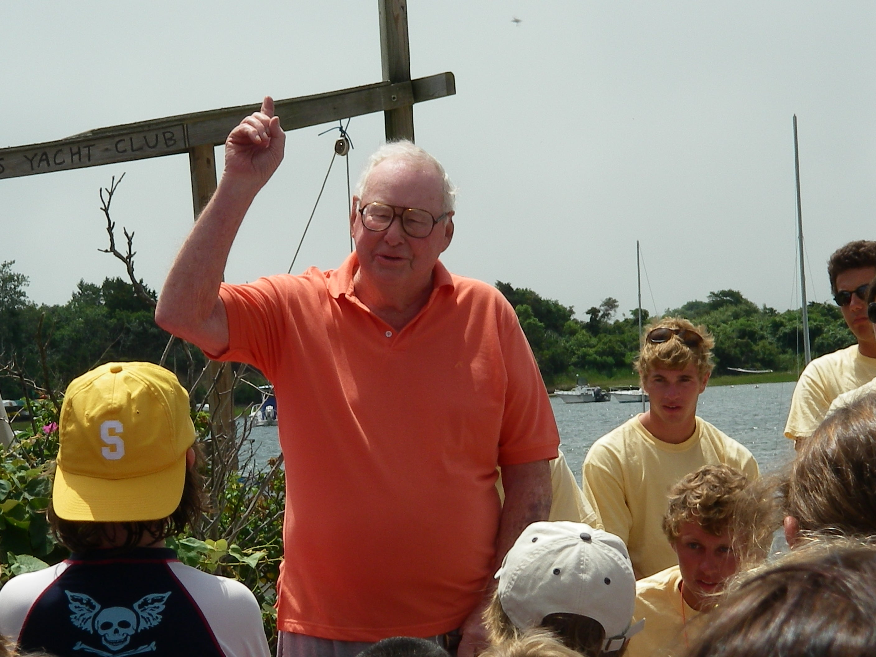 alan newhouse talking to sailors at polpis harbor