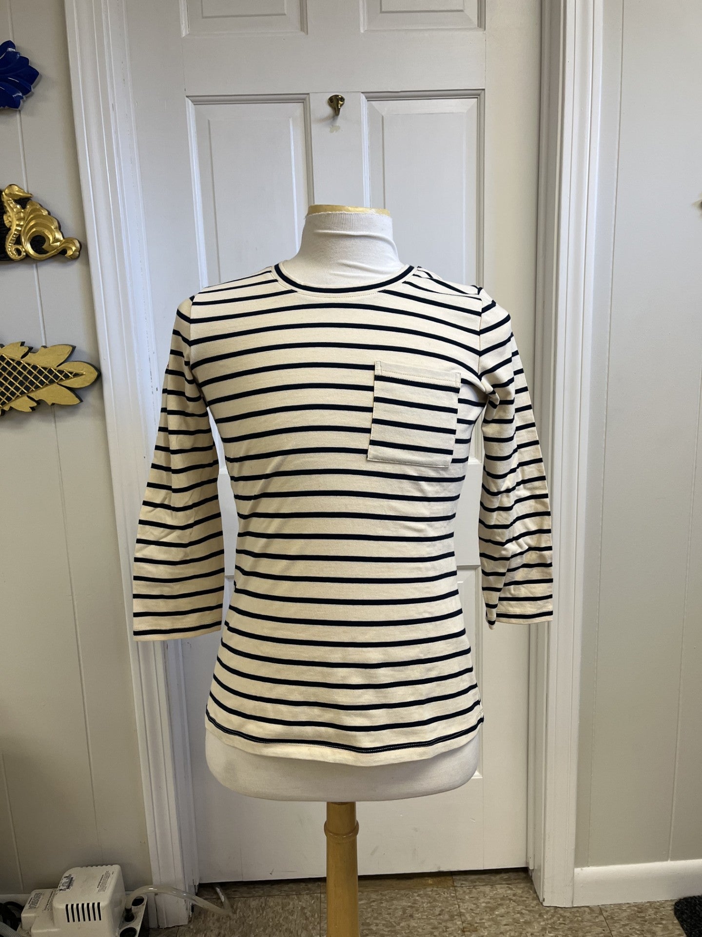 Quaker Marine Stripe Pocket Tee